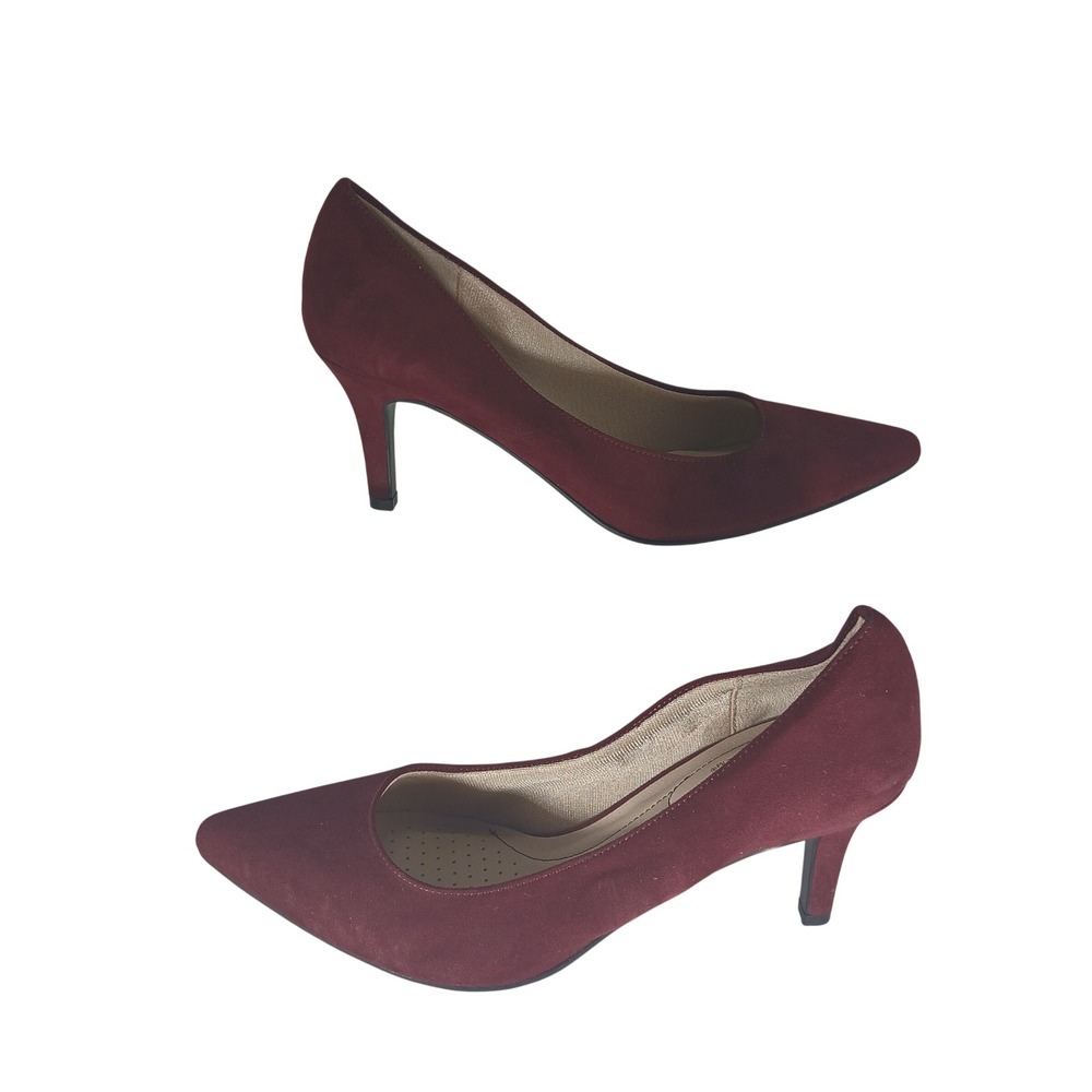 LifeStride Sevyn Pumps 8.5M Burgundy Pointed Toe Comfort Classic Office Chic